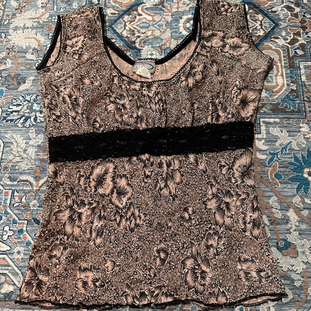 Rave Floral Lace Women's Blouse - Black and Brown